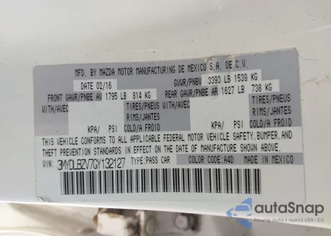 2016 Scion Ia from USA, damaged, VIN 3MYDLBZV7GY132127